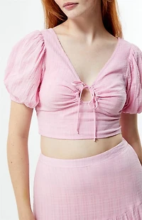 Billabong Tropic Heart Puff Sleeve Crop Top