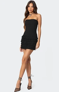 Edikted Strapless Ruffled Mini Dress