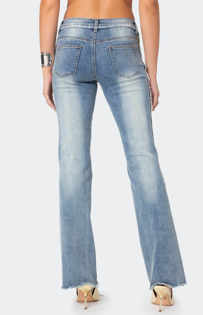 Edikted Frayed Seam Washed Flare Jeans
