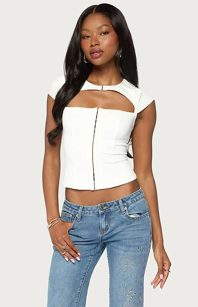 Edikted Dava Hook & Eye Cutout Corset