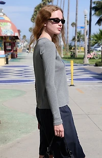 John Galt Gray New York Long Sleeve Top