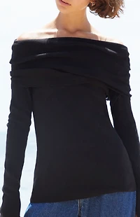 John Galt Black Renata Off-The-Shoulder Sweater