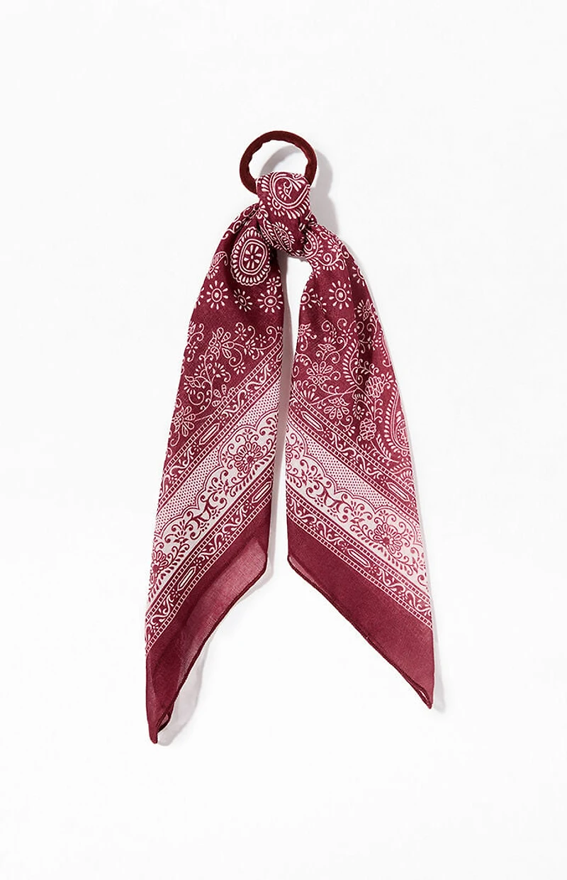 LA Hearts Burgundy Bandana Scarf Hair Tie