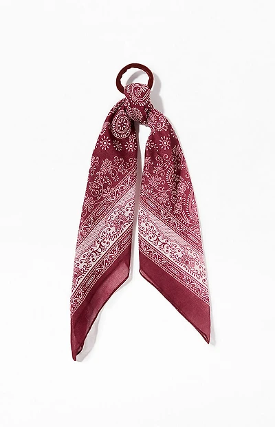 LA Hearts Burgundy Bandana Scarf Hair Tie