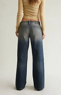Pacsun Ultimate Low Rise Baggy Jeans Ombre Dark Indigo
