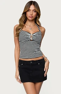 Edikted Lovina Textured Striped Halter Top