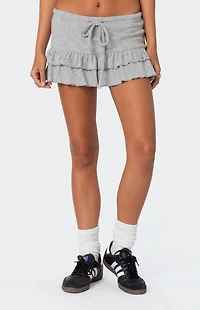 Edikted Delia Ruffled Terry Mini Skort