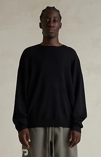 Fear of God ESSENTIALS Jet Black Merino Wool Crew Neck Sweater