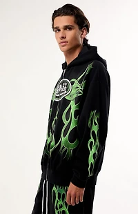 Von Dutch Green Flame Zip Up Hoodie