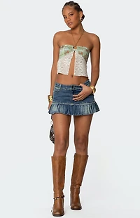 Edikted Bubble Hem Denim Mini Skirt