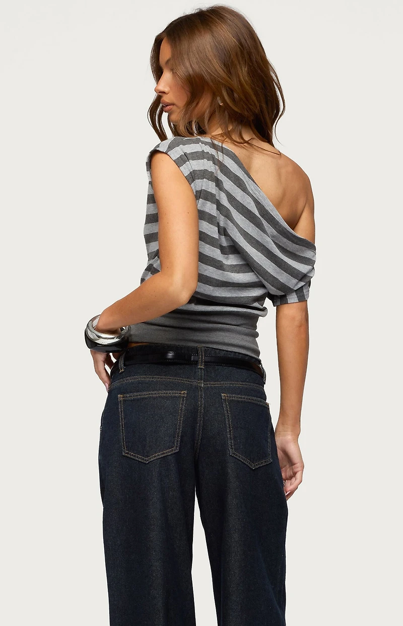 Edikted Kittie Striped Off The Shoulder Top