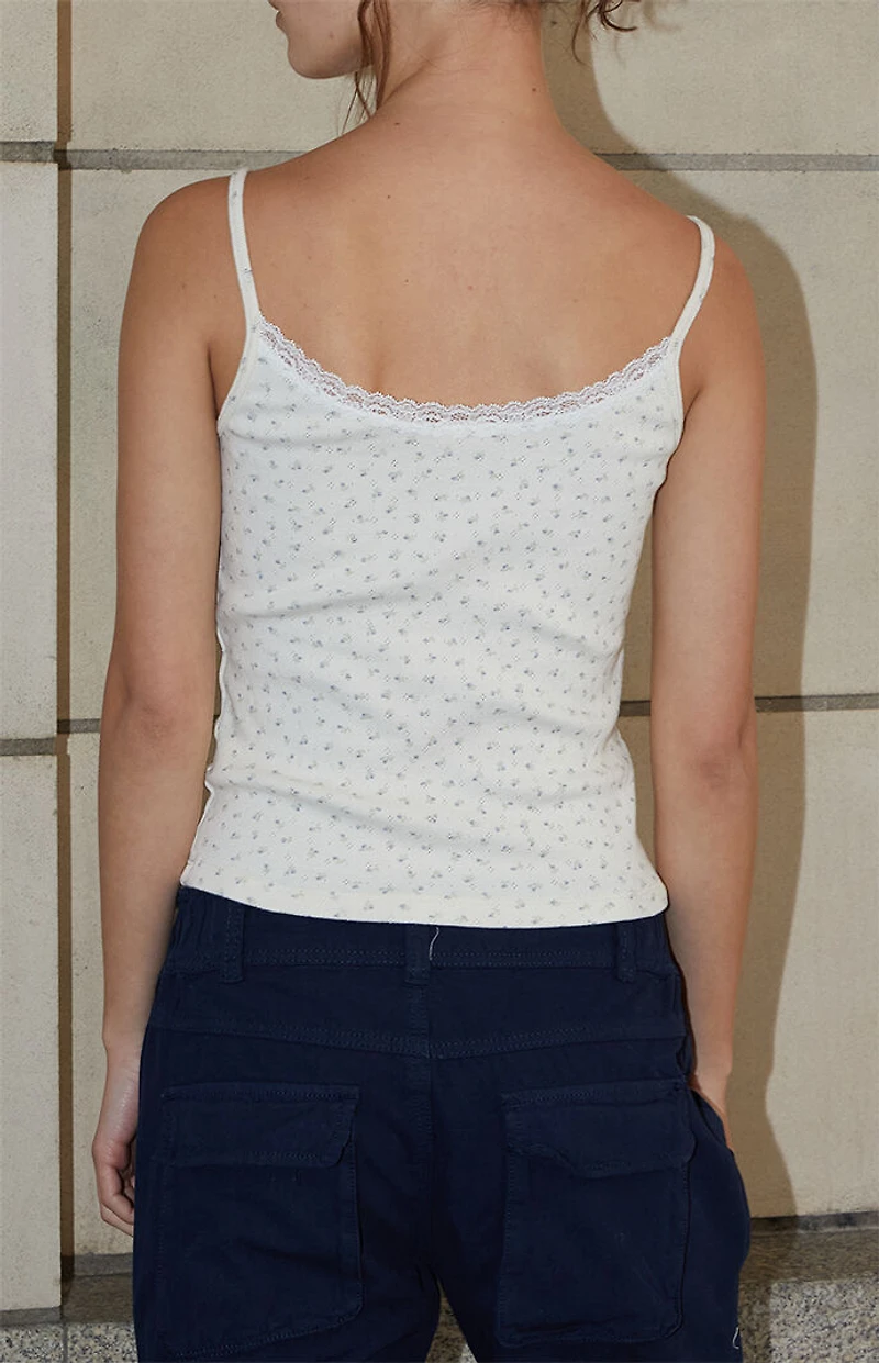 John Galt Skylar Floral Lace Pointelle Tank Top
