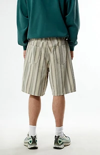 Obey Baja Striped Denim Baggy Shorts