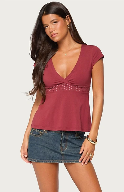 Edikted Indygo Polka Dot Top