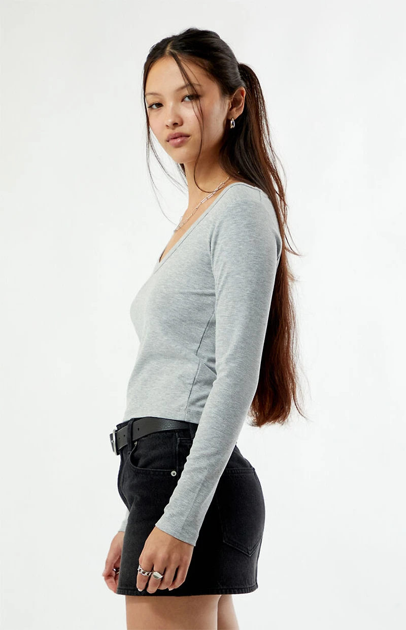 Your Favorite Kylie V-Neck Ribbed Long Sleeve Top