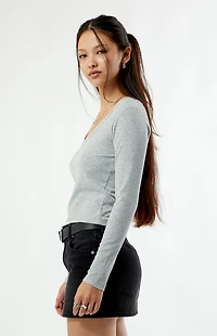 Your Favorite Kylie V-Neck Ribbed Long Sleeve Top