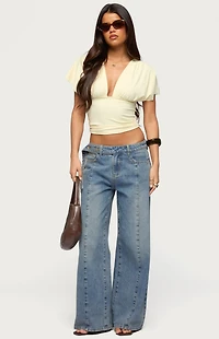 Edikted Buttoned Waist Low Rise Baggy Jeans