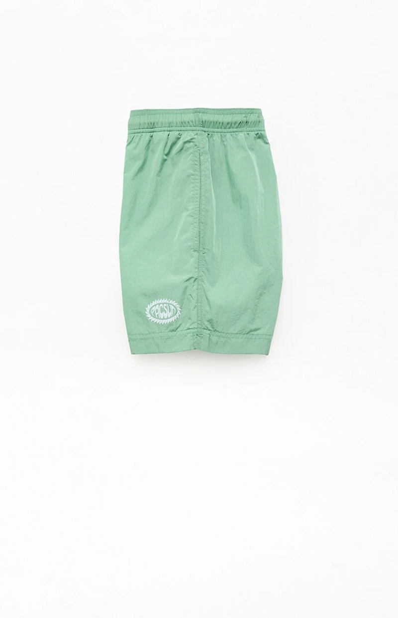 Pacsun Green Crinkle 4.5" Swim Trunks
