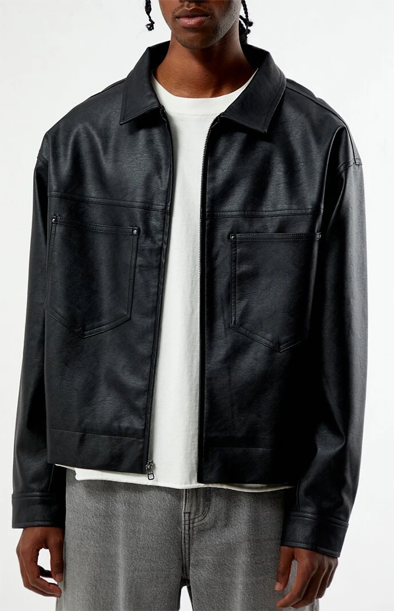 Pacsun Black Faux Leather Billie Gas Jacket