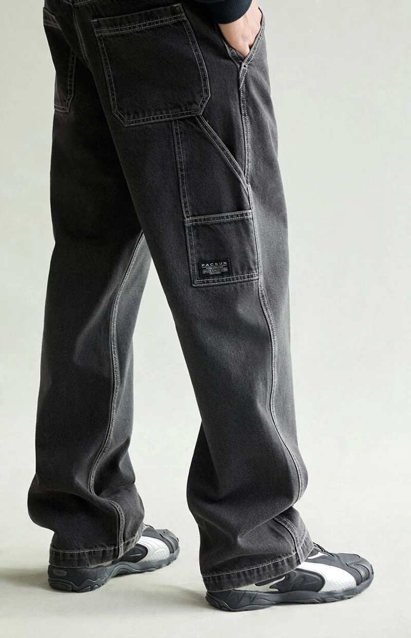 Pacsun Dylan Baggy Jeans Carpenter Contrast Stitch Black