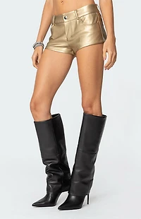 Edikted Melodi Faux Leather Micro Shorts