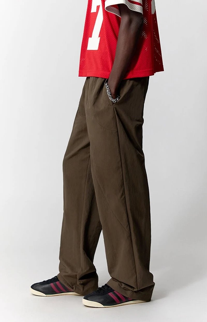 Pacsun Brown Baggy Nylon Track Pants