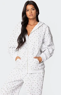 Edikted Bouquet Oversized Zip Up Hoodie