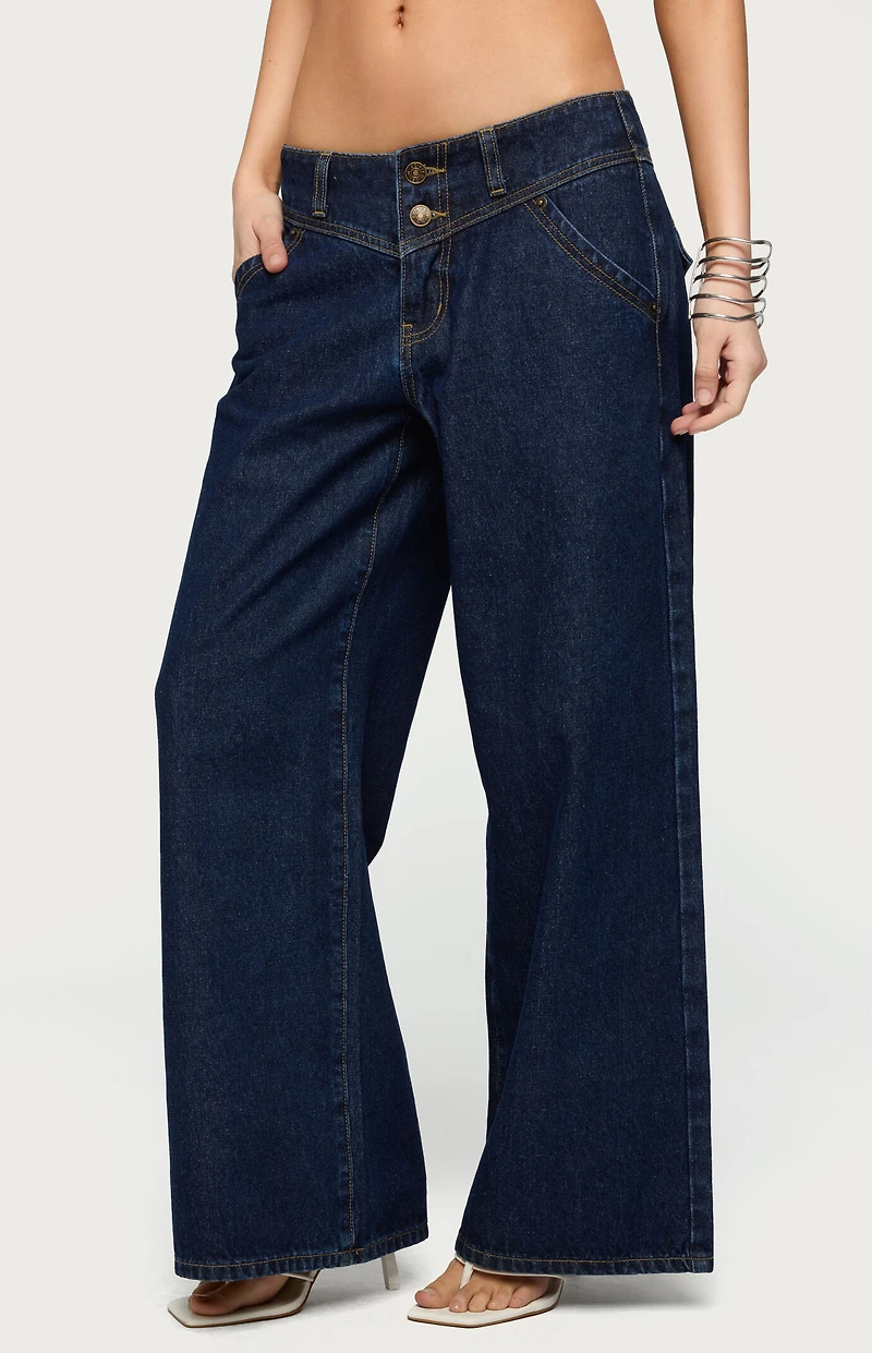 Edikted Petite Meredith Low Rise Wide Leg Jeans