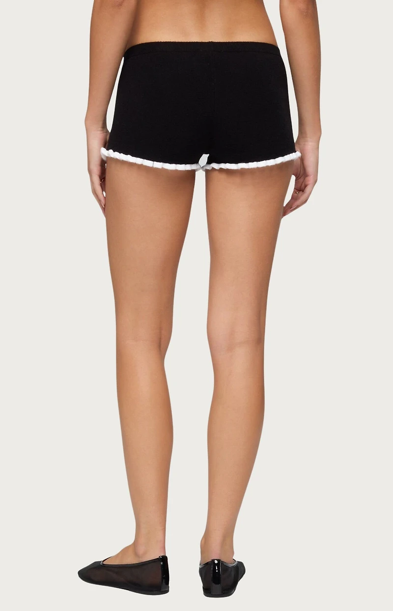 Edikted Saffra Contrast Ruffle Knit Shorts