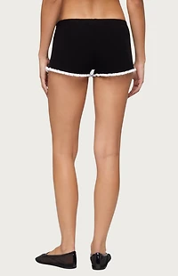Edikted Saffra Contrast Ruffle Knit Shorts