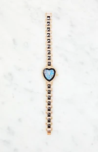 LA Hearts Gold & Black Metal Heart Watch