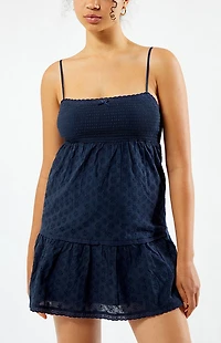 LA Hearts Ruched Bow Tie Babydoll Mini Dress