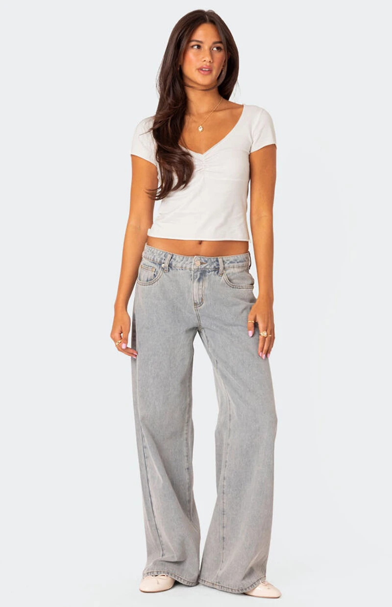 Edikted Ava V Neck Ruched Top