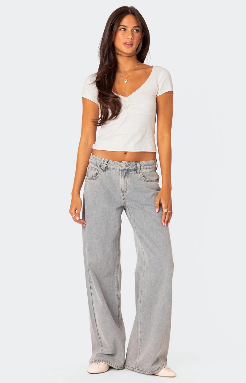 Edikted Ava V Neck Ruched Top