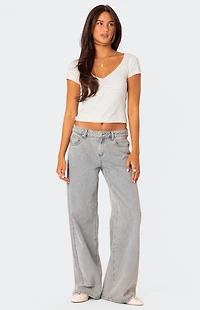 Edikted Ava V Neck Ruched Top