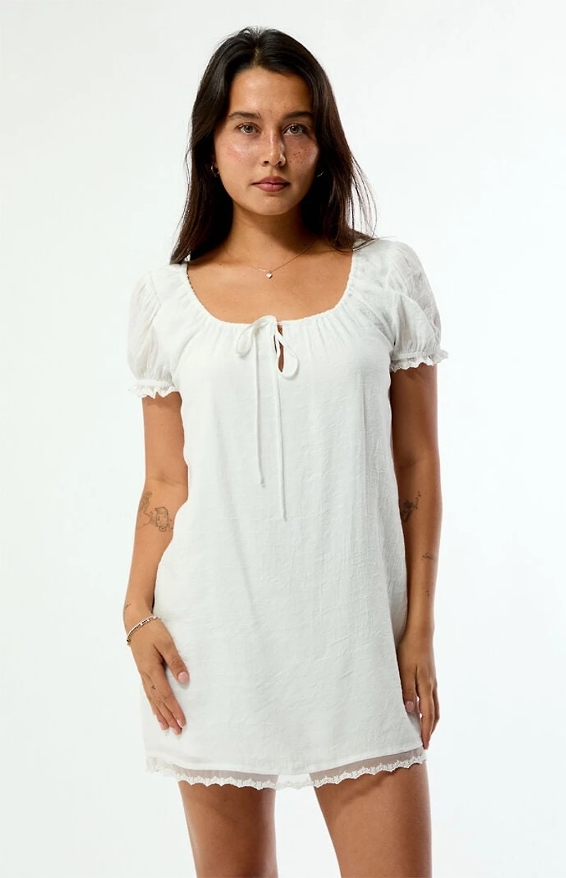 Beverly and Beck Naomi Lace Trim Short Sleeve Babydoll Dress