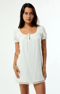 Beverly and Beck Naomi Lace Trim Short Sleeve Babydoll Dress