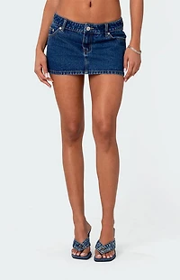 Edikted Spencer Low Rise Denim Micro Skirt