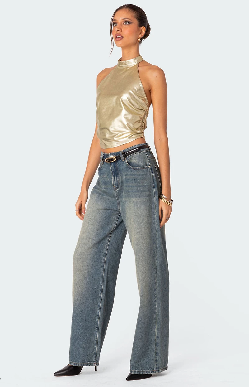 Edikted Karter Metallic Halter Top