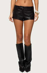 Edikted Melaney Faux Leather Micro Shorts