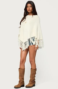 Edikted Kamila Fringe Knit Poncho