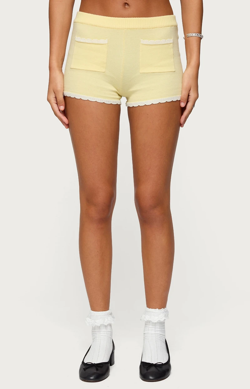 Edikted Leila Scalloped Knit Shorts