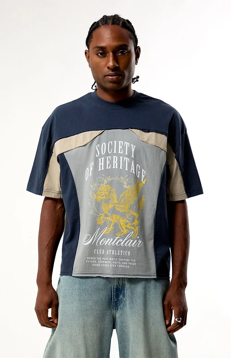 Pacsun Blue Montclair Cropped Color Block T-Shirt
