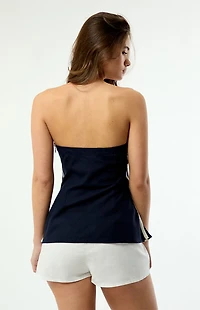Rhythm Contrast Linen Strapless Top