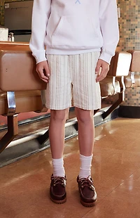 Pacsun Kids Cream Striped Linen Volley Shorts