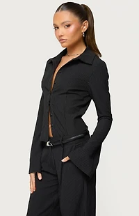 Edikted Pinstripe Tailored Button Up Shirt