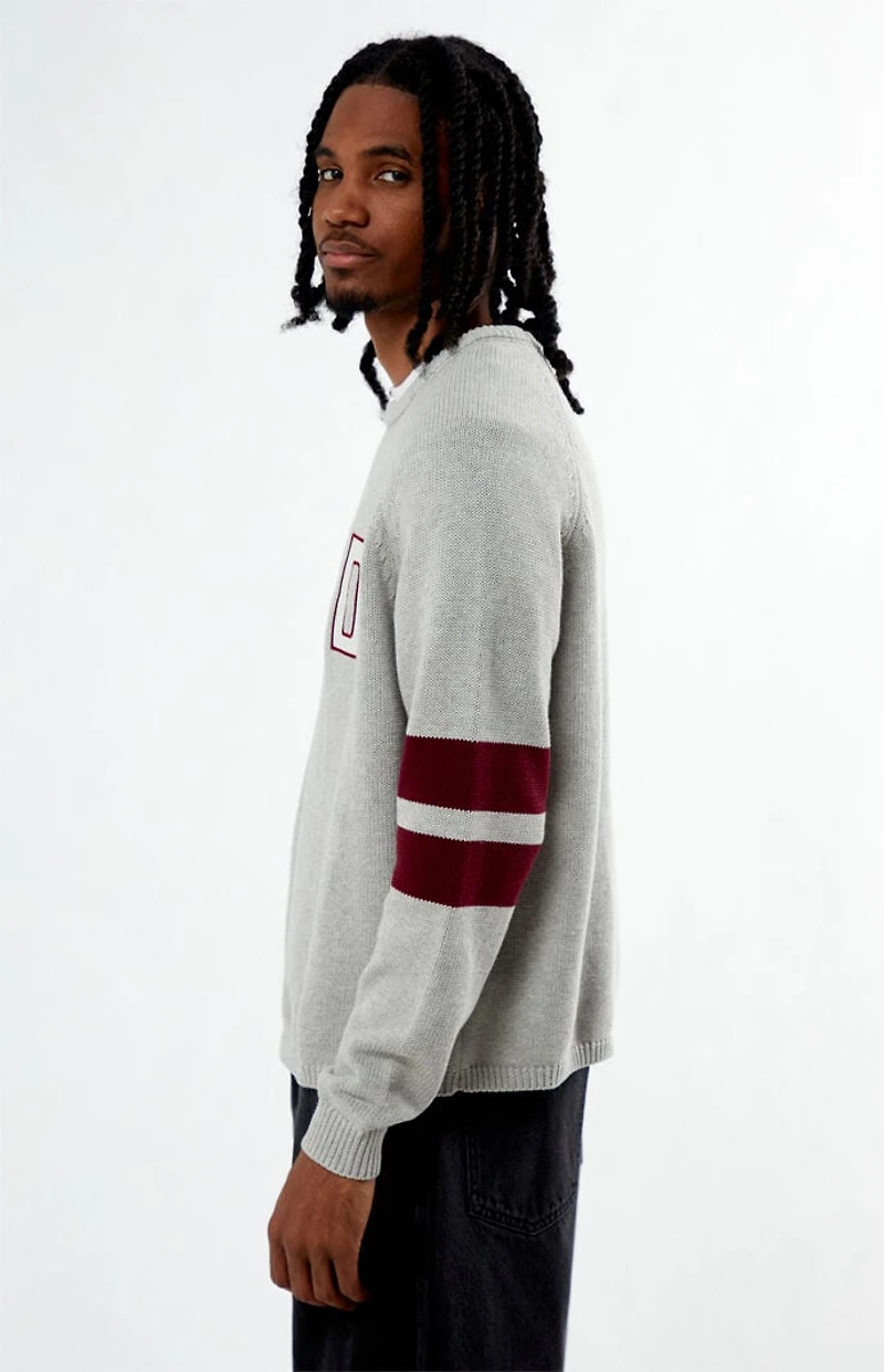 FORD Heather Grey Striped Crew Neck Sweater