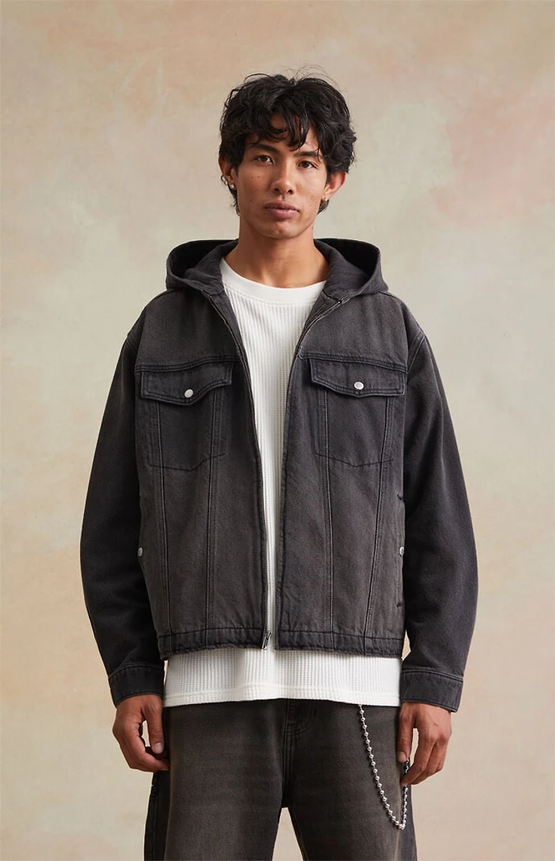 RARE DNM EDIT Black Wash Hooded Denim Jacket