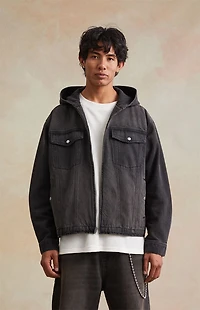 RARE DNM EDIT Black Wash Hooded Denim Jacket