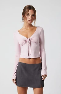 Third Charm Pinstripe Low Rise Mini Skirt